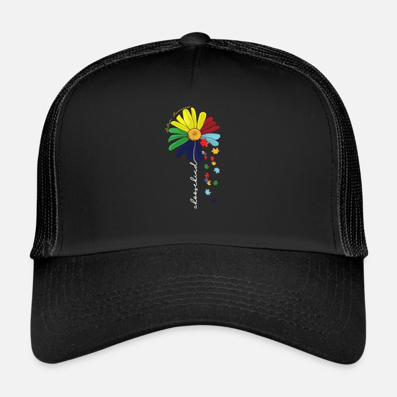 Wählen Sie Kind Autismus Bewusstsein Sonnenblume Mama Liebhaber - Trucker Cap - Schwarz/Schwarz