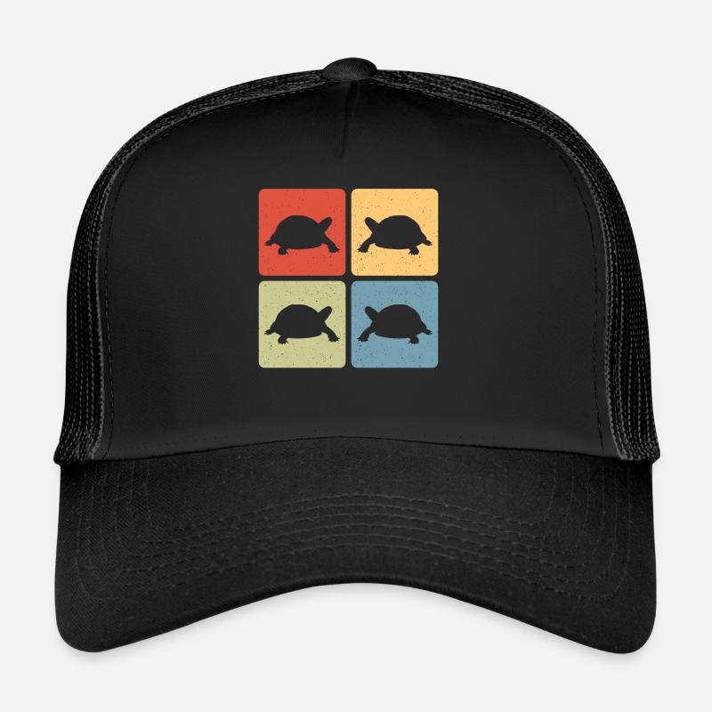 Reptile Retro Turtle Vintage Tortoise - Trucker Cap - Schwarz/Schwarz