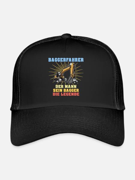 Bagger Baggerfahrer Baggern - Trucker Cap - Schwarz/Schwarz