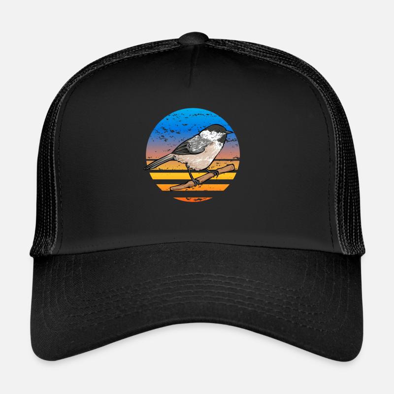 Meise Vogel Chickadee Vogelbeobachtung - Trucker Cap - Schwarz/Schwarz