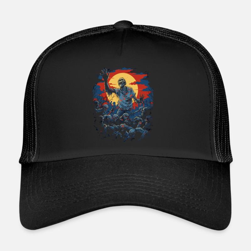 Grausame Zombie-Horde: Schaurige Halloween-Nacht - Trucker Cap - Schwarz/Schwarz