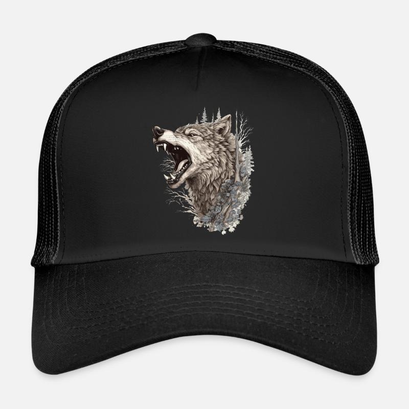 Wolf Wolf Head Scratch Marks Claws Wild Forest Hunter - Casquette trucker  - noir/noir