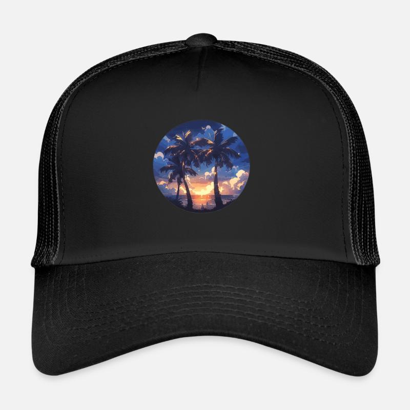 Palm tree palm tree palm tree sunset palm beach Trucker Cap