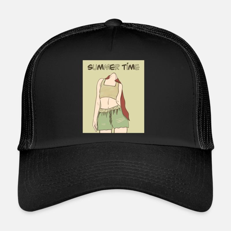 Été - Casquette trucker  - noir/noir