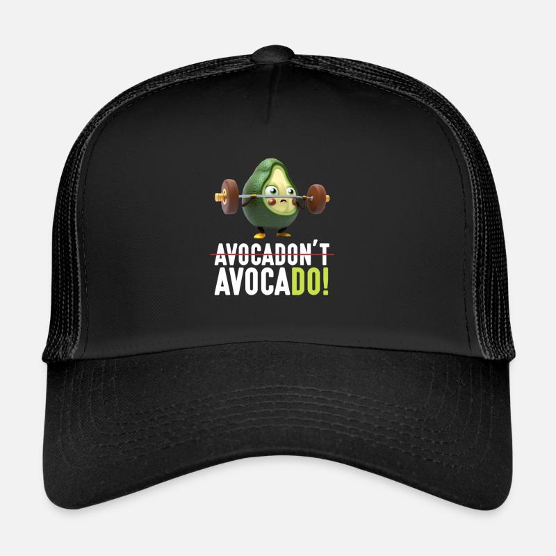 Avocado Weightlifting Gym Vegan - Trucker Cap - Schwarz/Schwarz