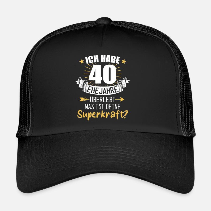 40 Hochzeitstag Geschenk Ehejahre - Trucker Cap - Schwarz/Schwarz