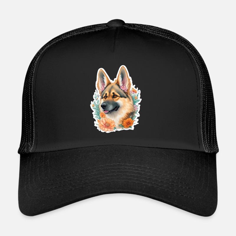 Deutscher Schäferhund Niedliches Blumen Mädchen Trucker Cap