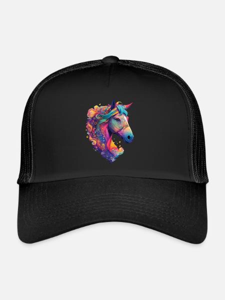 Horse Pony Rider Design Horse Horse Dressage - Trucker Cap - black/black - Front