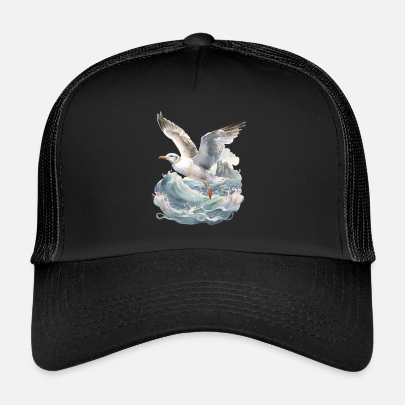 Realistische Möwe - Trucker Cap - Schwarz/Schwarz