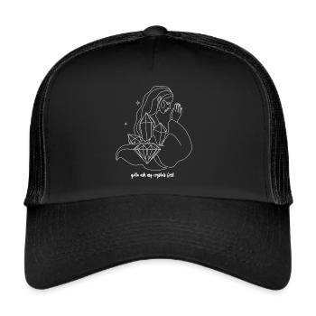 Ask My Crystals - Trucker Cap - Schwarz/Schwarz - Vorne