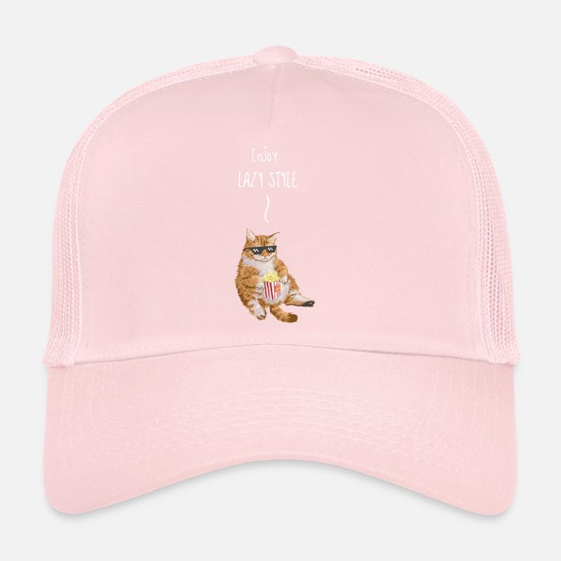 Gros chat mangeant du maïs soufflé Casquette trucker 