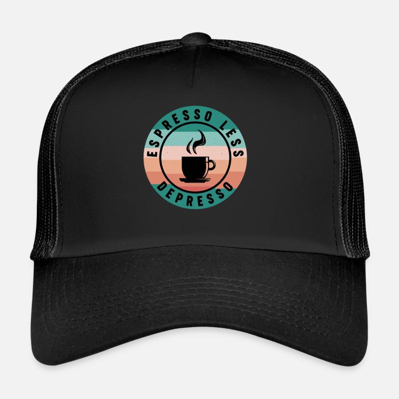 Less Depresso Coffee Lover Depressed Trucker Cap