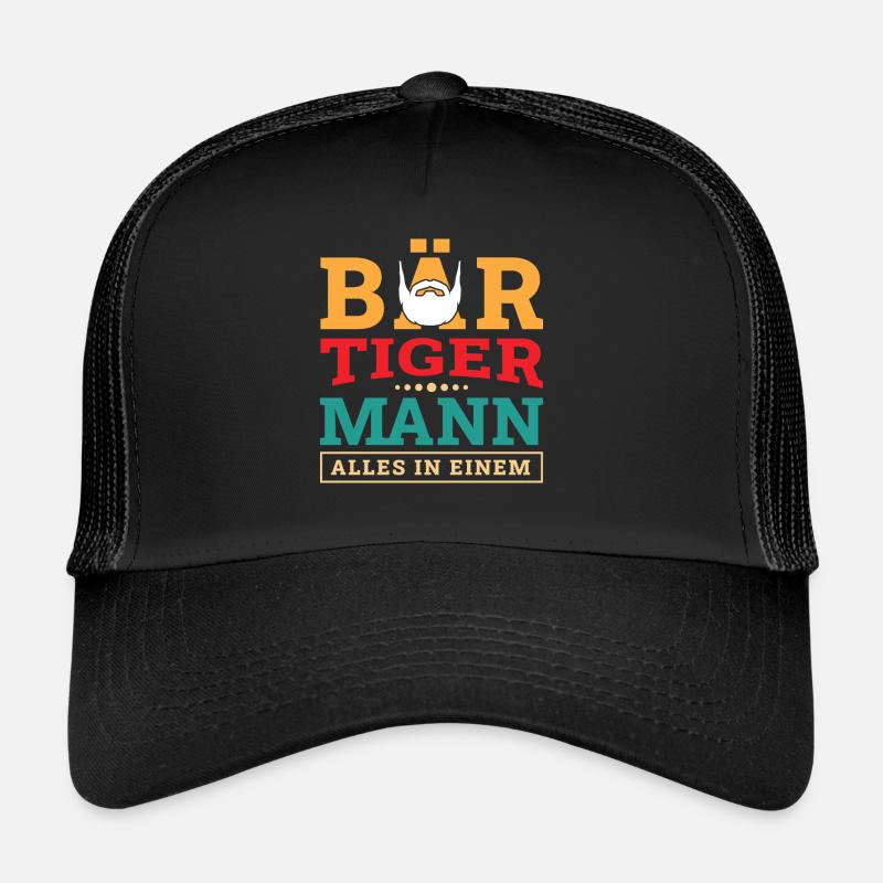 Bear Tiger Man Bearded Father Father's Day Trucker Cap