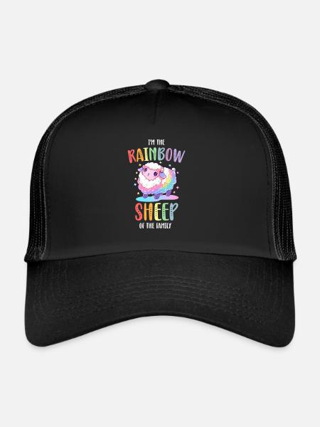 Rainbow Sheep LGBTQ Transgender Pride Community - Casquette trucker  - noir/noir - Devant
