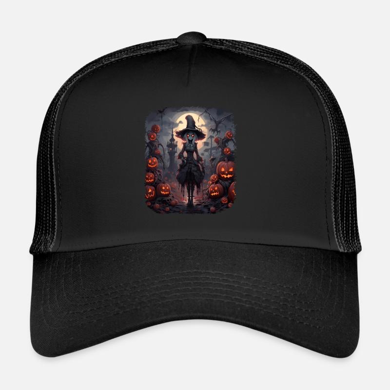 Bad Pumpkin Böser Kürbis Halloween - Trucker Cap - Schwarz/Schwarz