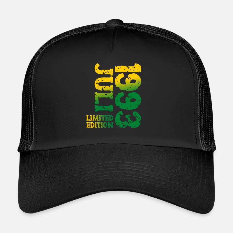 1993 Juli Limited Edition Geburtstag Geschenk - Trucker Cap - Schwarz/Schwarz