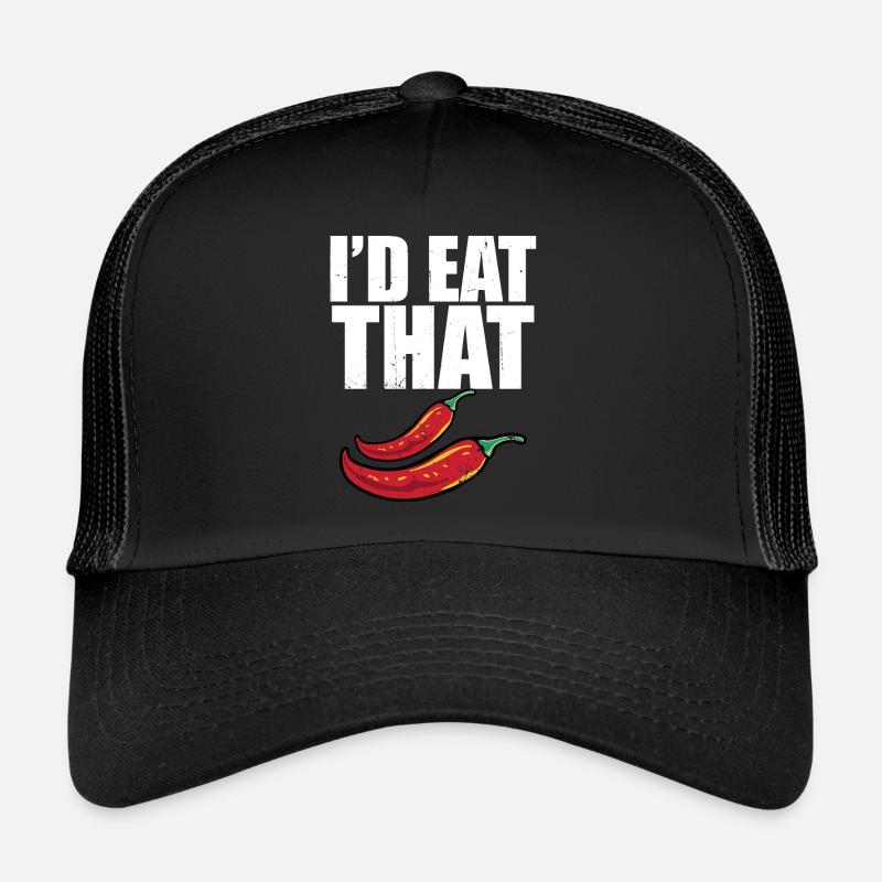 C’est drôle que je mangerais ce piment rouge mignon épicé chaud Casquette trucker 