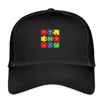 Autism Awareness Acceptance Choose Kindness - Trucker Cap - black/black - Front