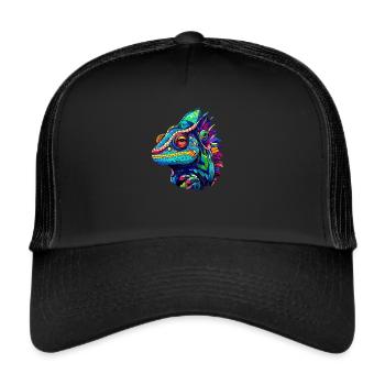 Vêtements caméléons drôles amants et propriétaires de caméléons - Casquette trucker  - noir/noir - Devant