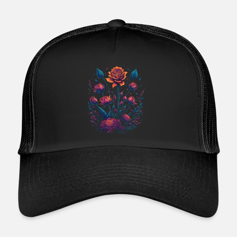 Roses Vaporwave Bouquet Trucker Cap