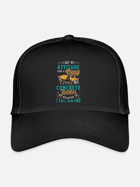 Finisseur de béton J’ai eu mon attitude d’un maçon - Casquette trucker  - noir/noir - Devant
