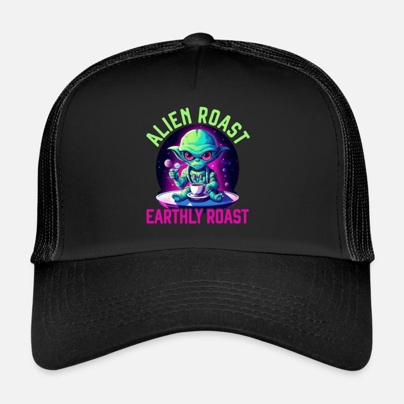 Alien Coffee Lover Caffeine UFO Extraterrestrial Trucker Cap
