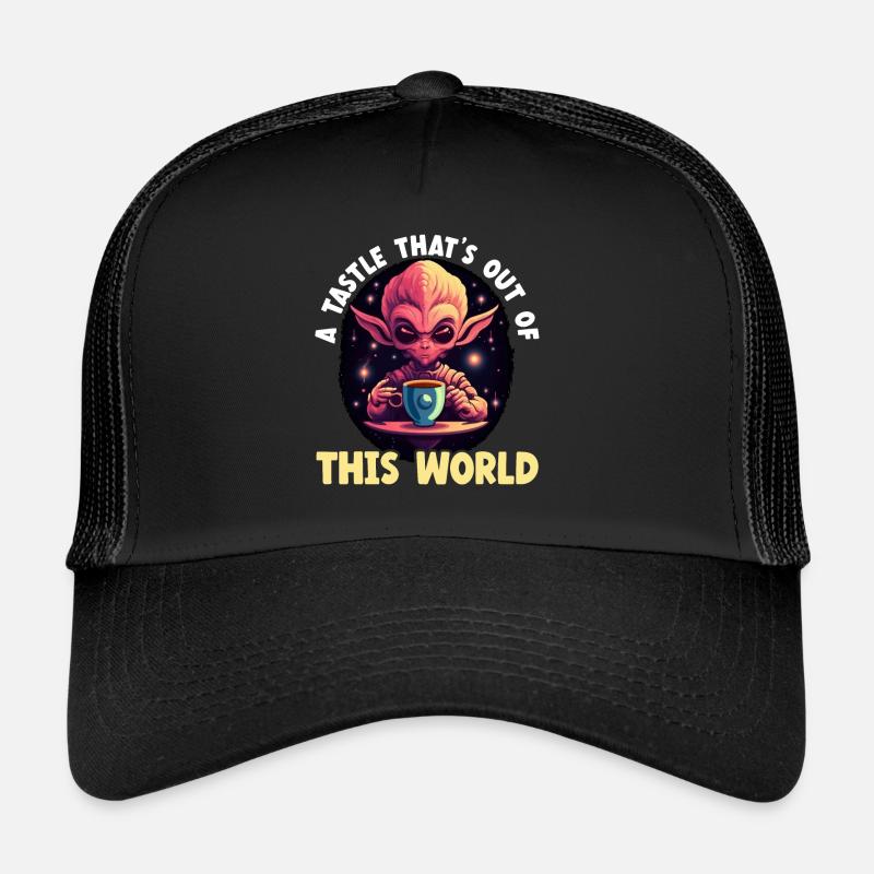 Alien Coffee Lover Caffeine UFO Extraterrestrial Trucker Cap
