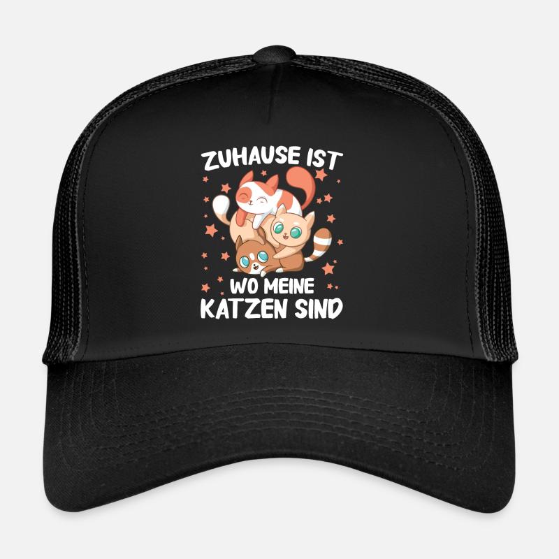 Katze Kätzchen Kater Tier Katzen - Trucker Cap - Schwarz/Schwarz