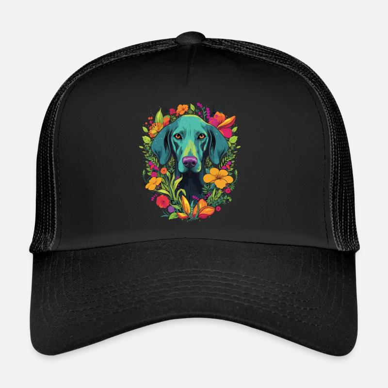 Weimaraner Hund Geschenk - Trucker Cap - Schwarz/Schwarz