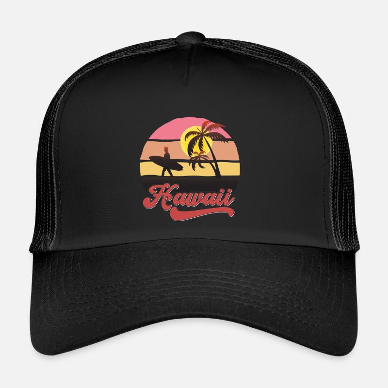 Hawaii Surf Beach Design - Trucker Cap - Schwarz/Schwarz