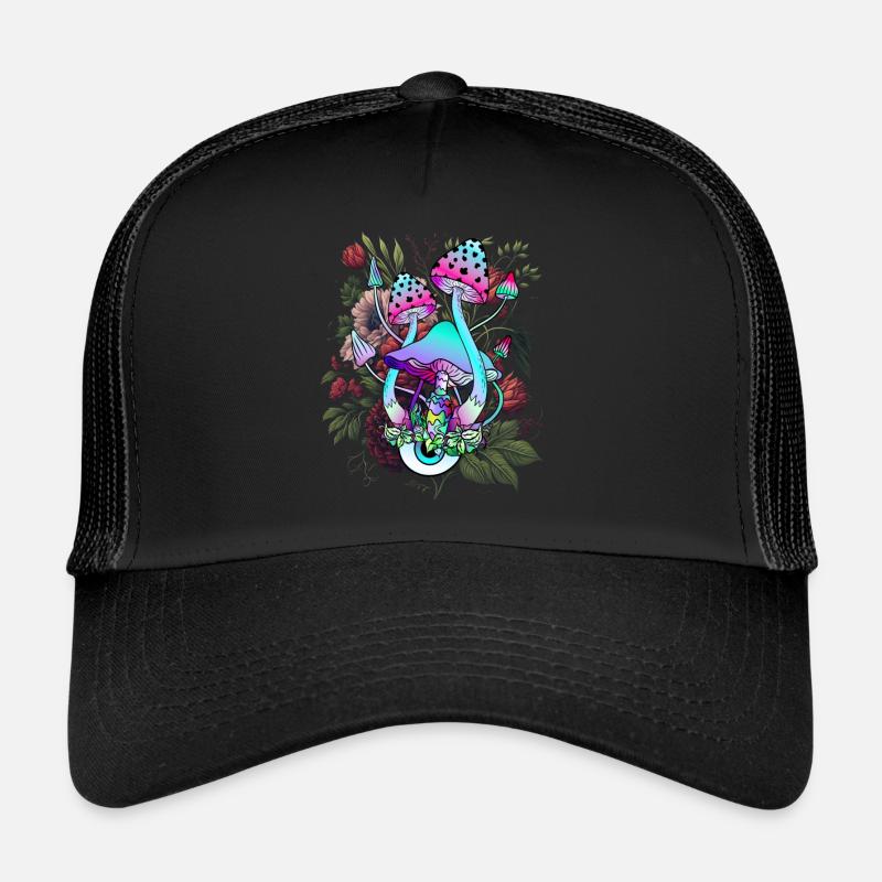 Champignon psychédélique avec œil et fleurs Casquette trucker 
