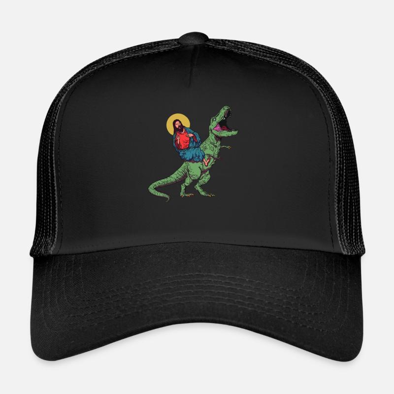 Cool Jesus Rides Dinosaur Funnier Casquette trucker 