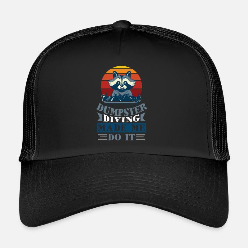 Raccoon Lover Garbage Collecting Garbage Container Trucker Cap