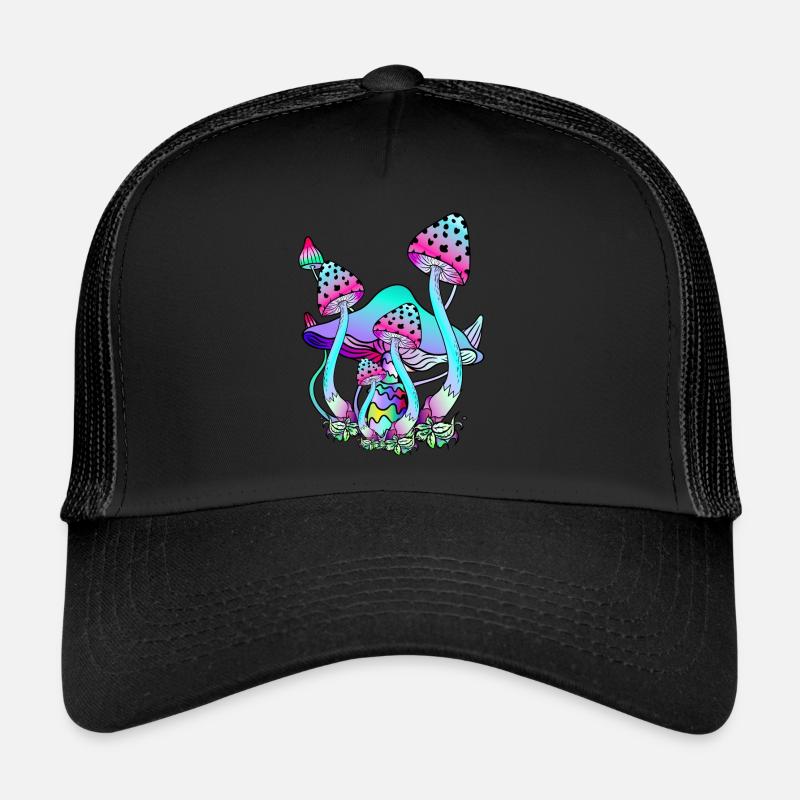 magic mushrooms psychedelic mushroom art Trucker Cap