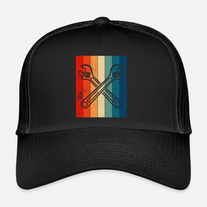 Retro Plumber Pipe Wrench Trucker Cap