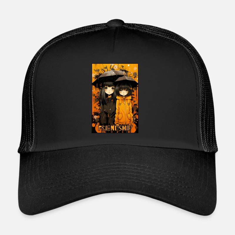 Freundschaft unter dem Regenschirm Anime Mädchen Trucker Cap