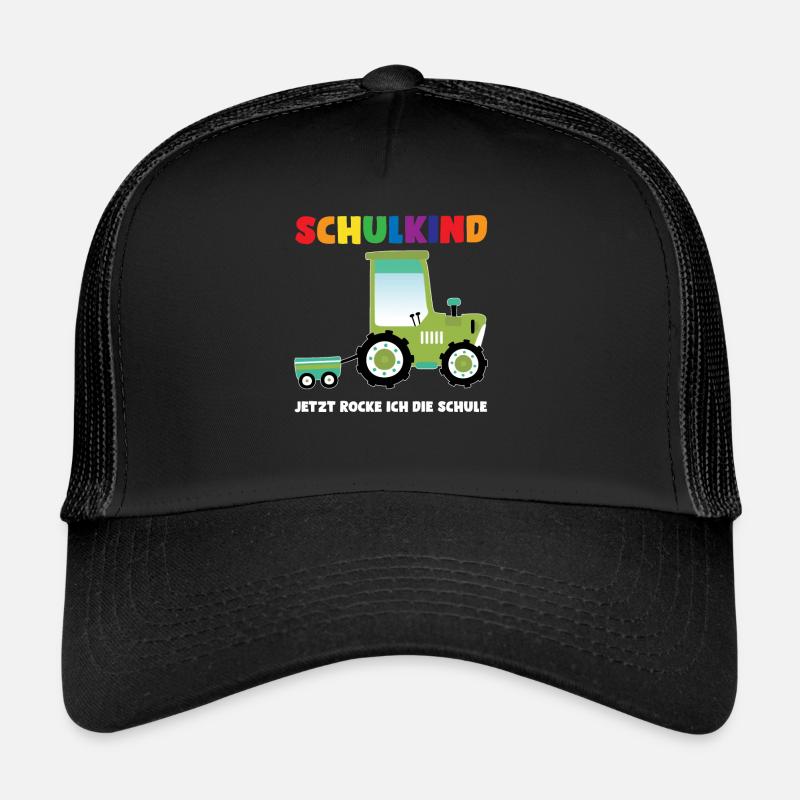 Schulkind Traktor Schulanfänger Geschenk - Trucker Cap - Schwarz/Schwarz