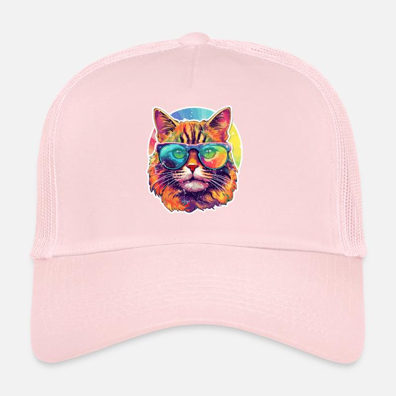 Chat Hippie 60s 70s Casquette trucker 