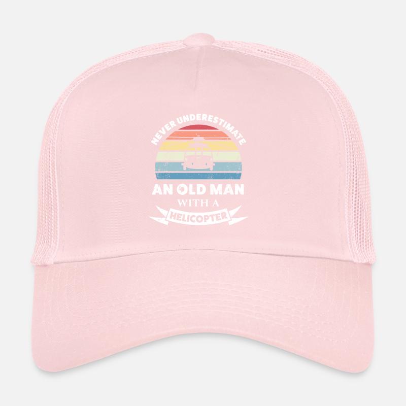 Old Man with a Helicopter Funny Gift Dad Trucker Cap