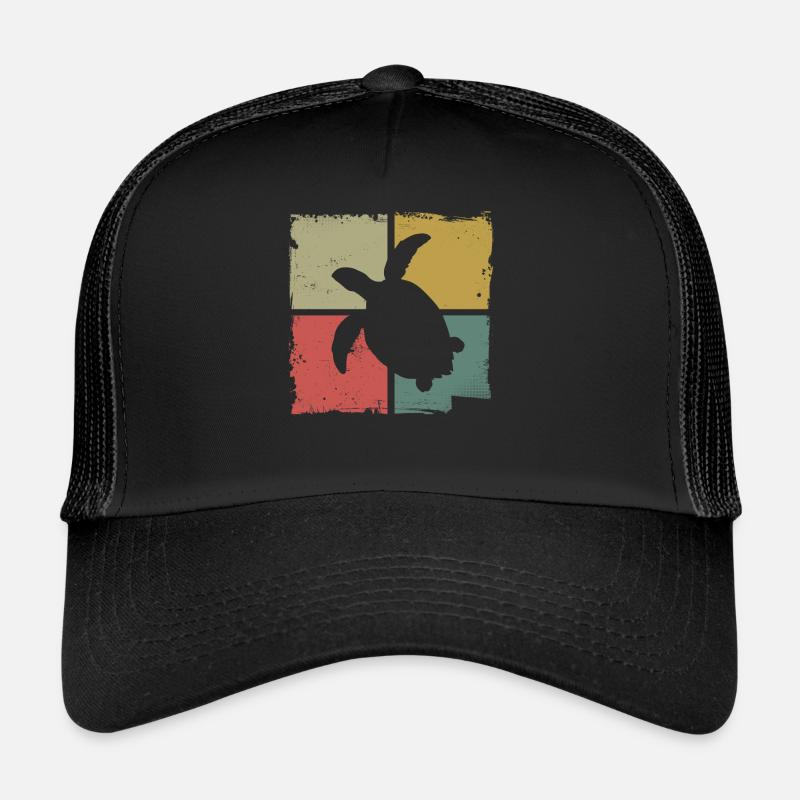Sea Turtle Tortoise Retro Vintage - Trucker Cap - Schwarz/Schwarz