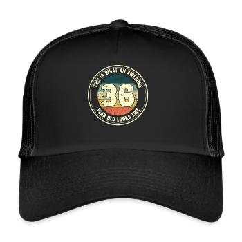 36. Geburtstag so sieht man mit 36 Retro Geschenk - Trucker Cap - Schwarz/Schwarz - Vorne
