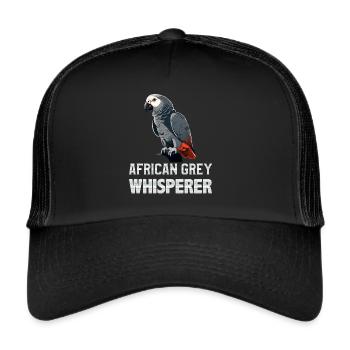 Graupapagei Flüsterer Vogelliebhaber Papagei - Trucker Cap - Schwarz/Schwarz - Vorne
