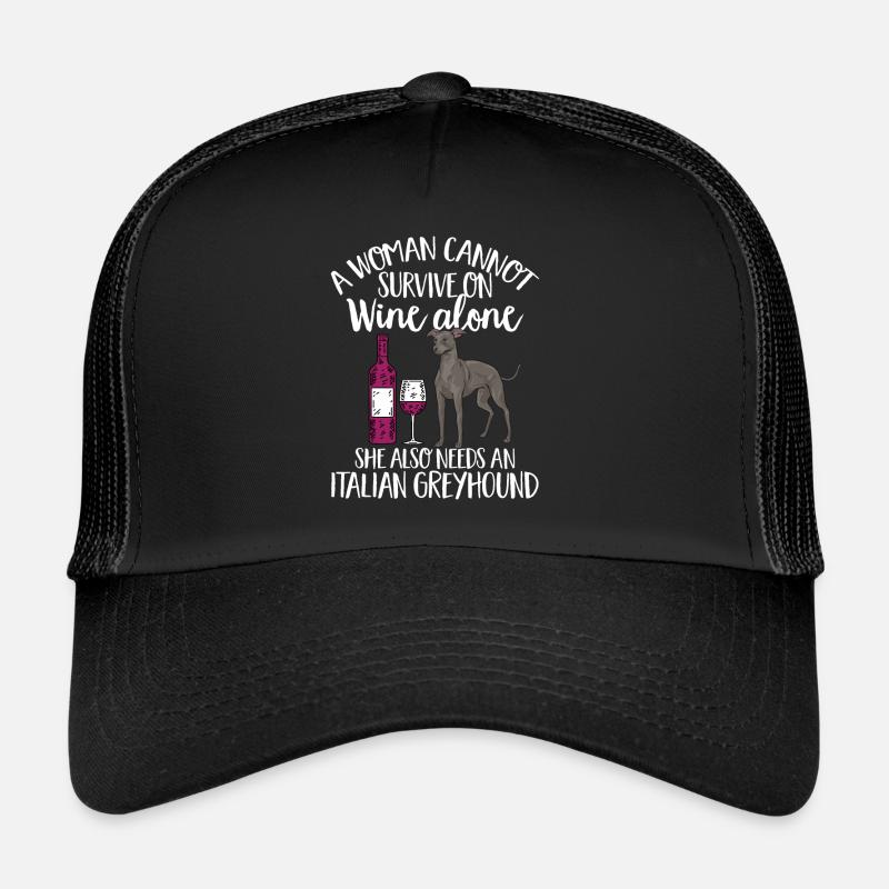 Italienischer Windspiel Windhund Hunde - Trucker Cap - Schwarz/Schwarz