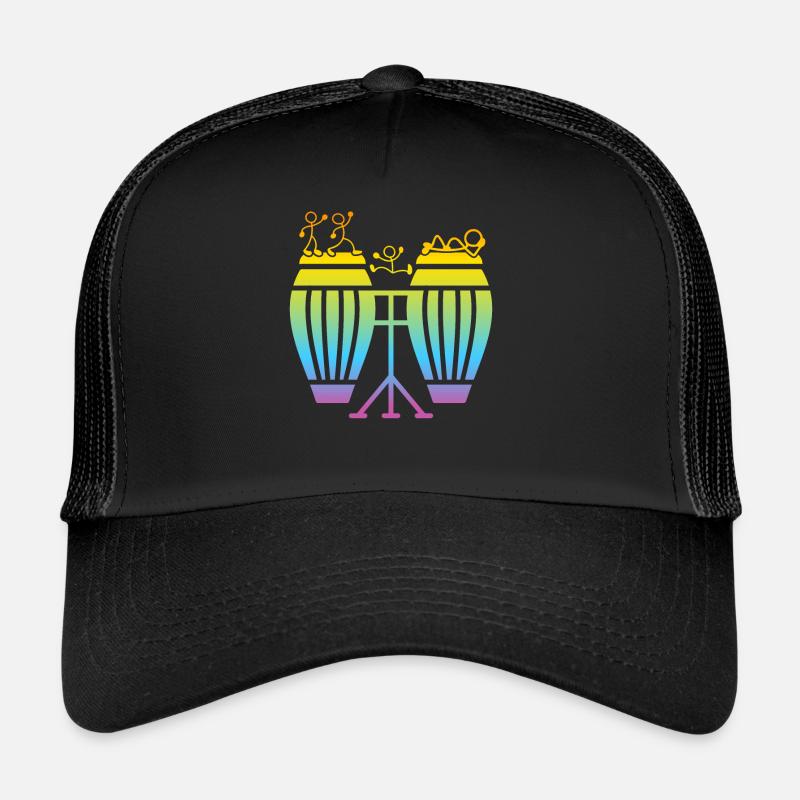 Funny Conga Drummer Stick Figure Conga Player Trucker Cap