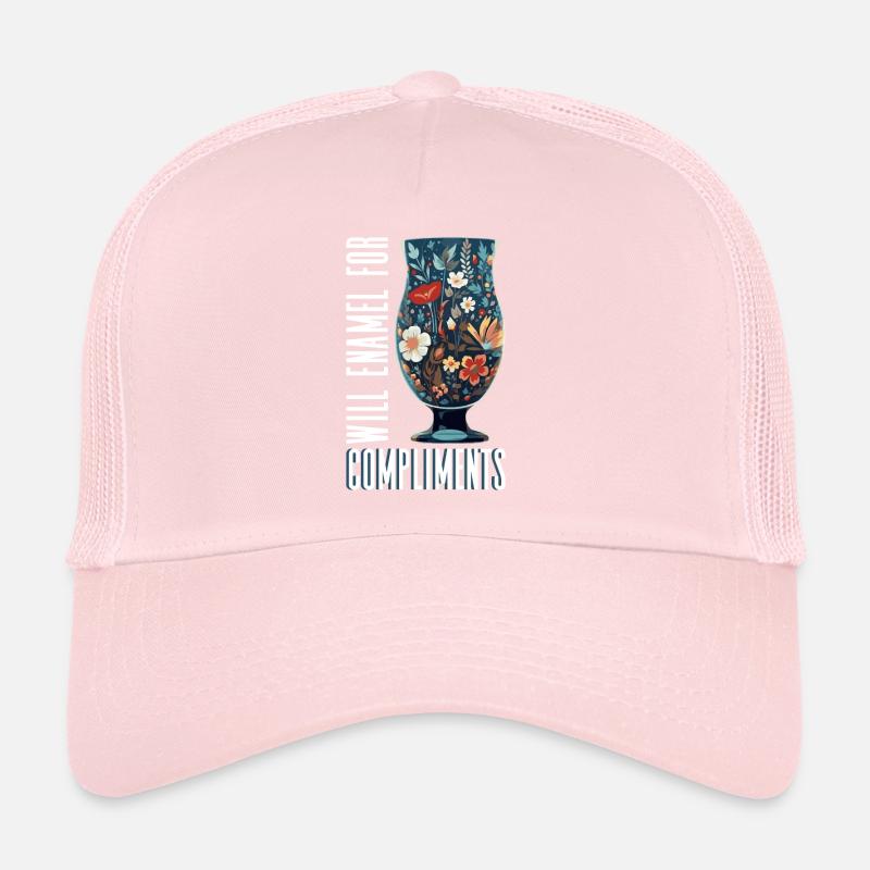 Will Emaille für Komplimente - Emailliertes Glas Trucker Cap