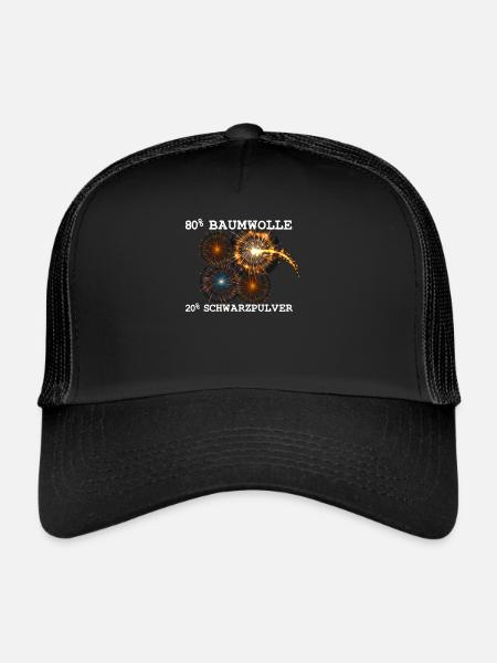 80% Baumwolle 20% Schwarzpulver - Trucker Cap - Schwarz/Schwarz