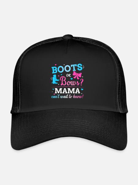 Gender reveal boots or bows mama matching baby - Trucker Cap - black/black - Front