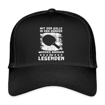 Tischtennis Spieler Ping Pong Tischtennis Spruch - Trucker Cap - Schwarz/Schwarz - Vorne