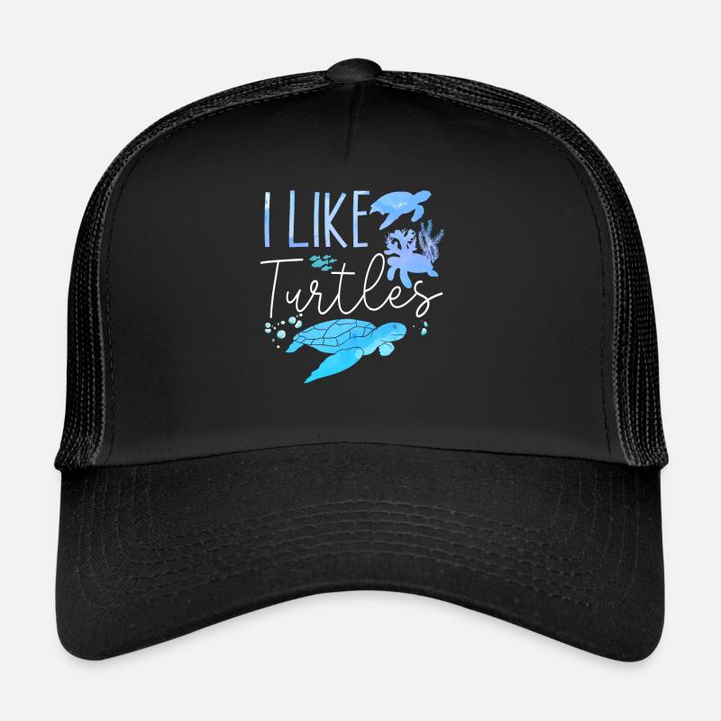 Sea Turtle Tortoise I Like Turtles - Trucker Cap - Schwarz/Schwarz