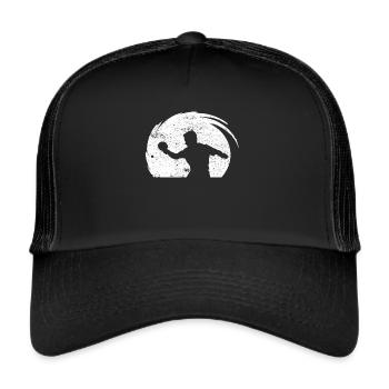 Tischtennis Spieler mit Tischtennisschläger - Trucker Cap - Schwarz/Schwarz - Vorne